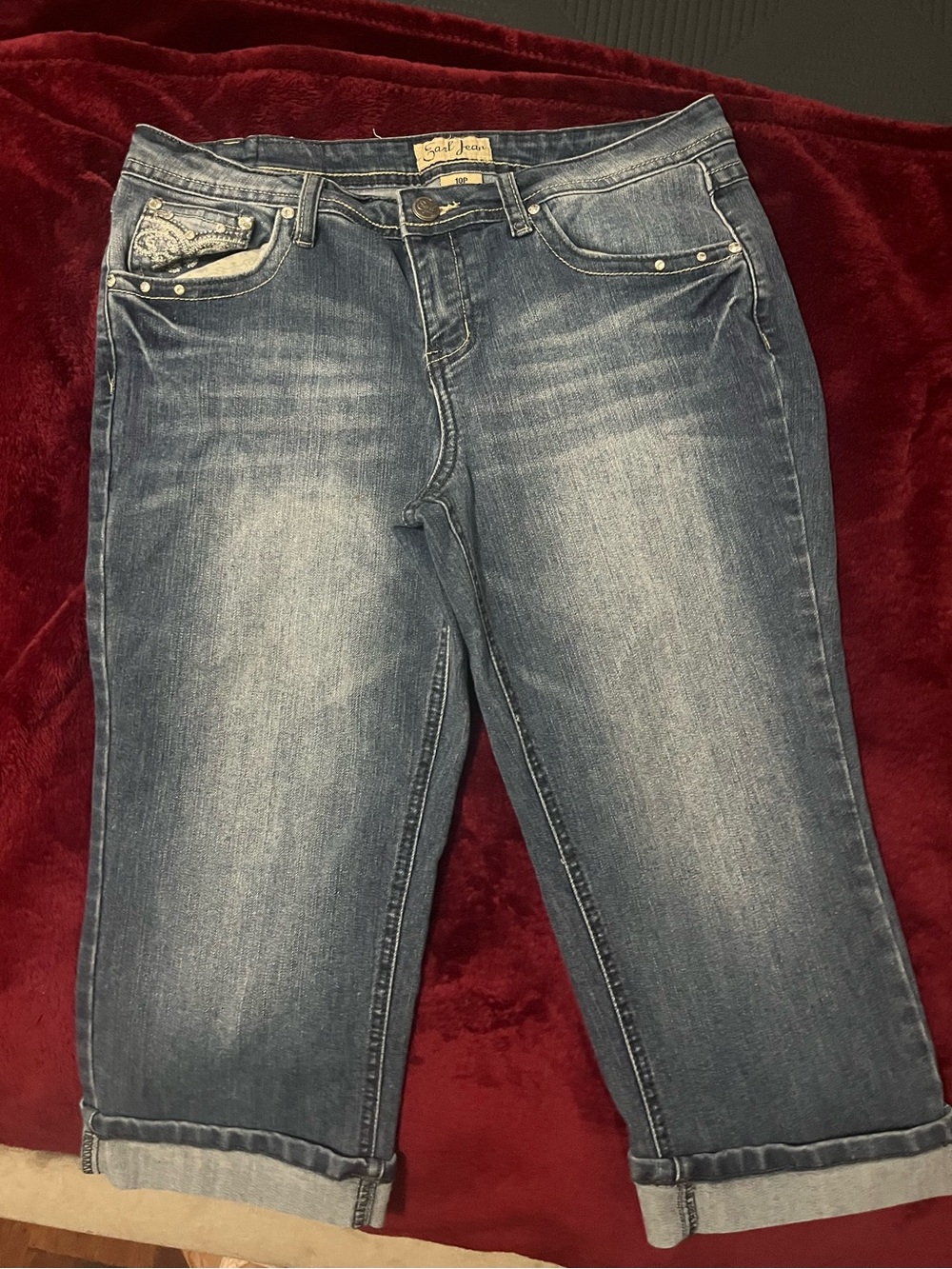 Earl Jeans Women's Mid Blue Cuffed Jean Shorts